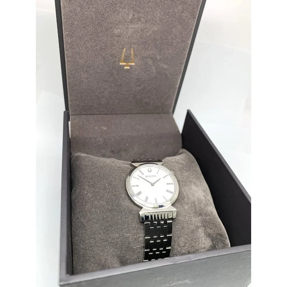 Bulova Women's Watch 96L275 Regatta Quartz Roman White Dial Silver Steel 30mm